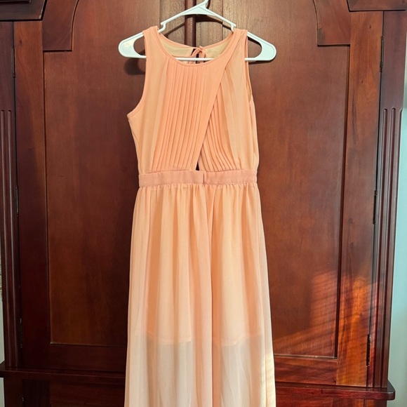 The Hanger Elegant light Peach Sleeveless Maxi Dress Goddess Style Size Medium - Picture 9 of 13